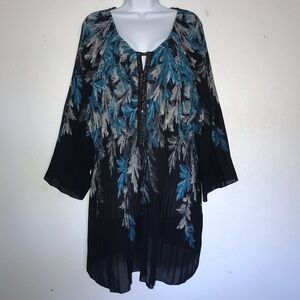 Catherine’s Pleated Crinkle Beaded Floral Top 4X